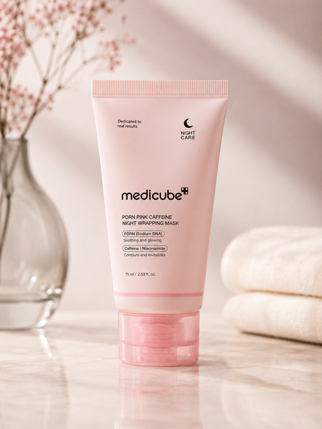 Medicube PDRN Pink Caffeine Night Wrapping Mask – Overnight Hydrating & Firming Sleeping Mask (75ml)