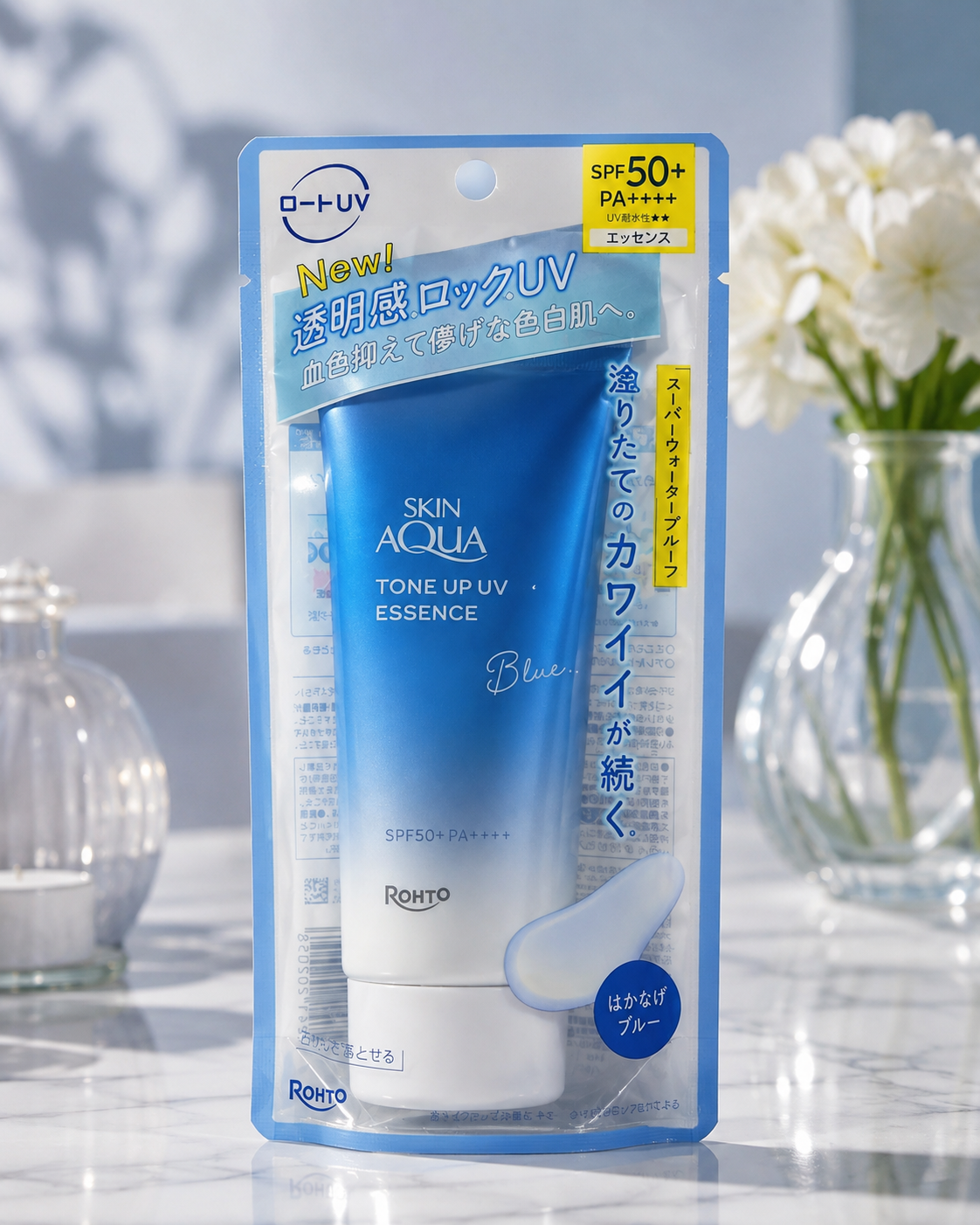 Rohto Skin Aqua Tone Up UV Essence Blue SPF50+ PA++++ – 70g