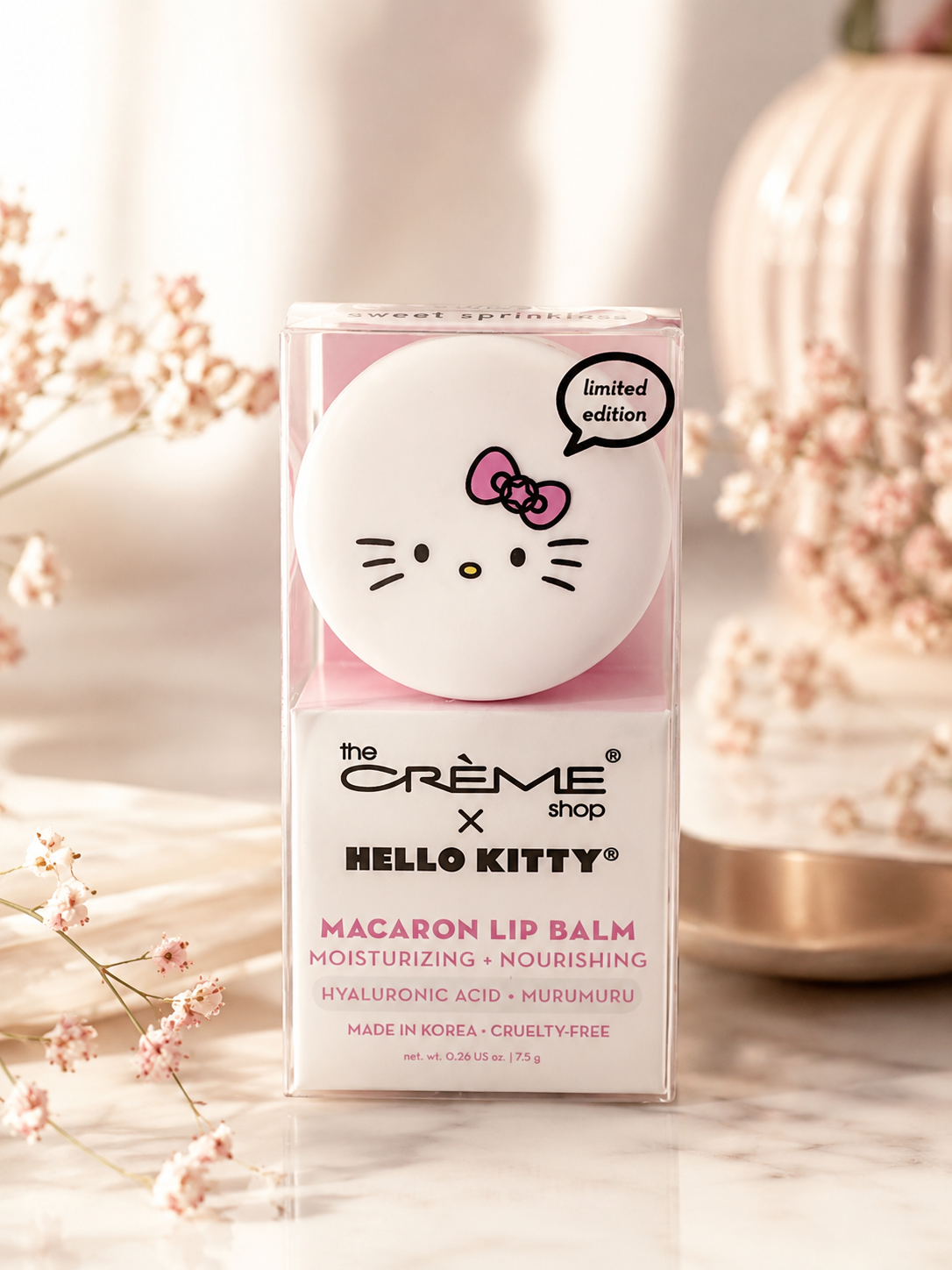 The Crème Shop x Hello Kitty Macaron Lip Balm – Sweet Sprinkles Limited Edition (7.5 g)