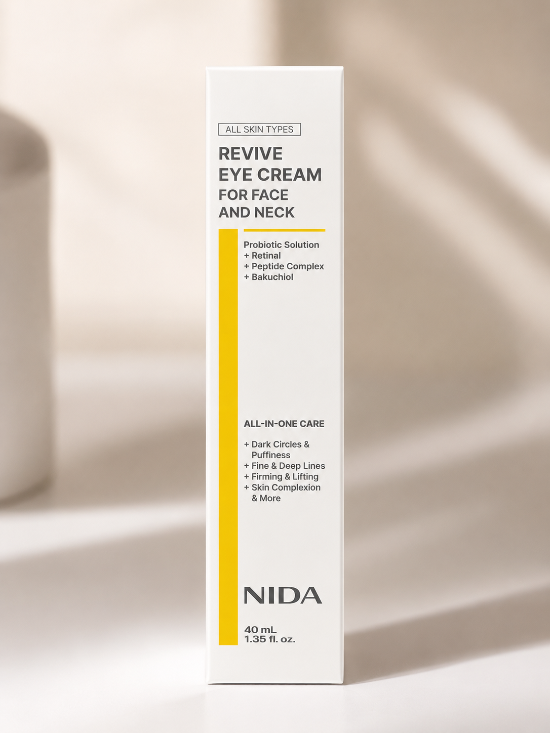 NIDA Revive Eye Cream for Face & Neck – Retinal, Bakuchiol & Peptide Complex – 40 mL