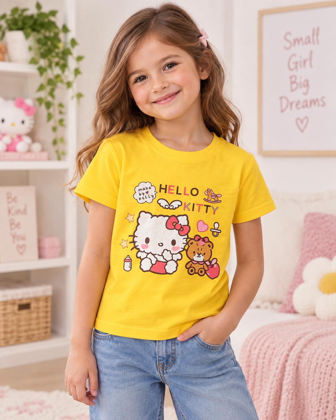 Hello Kitty Yellow Graphic T-Shirt for Girls – Kids