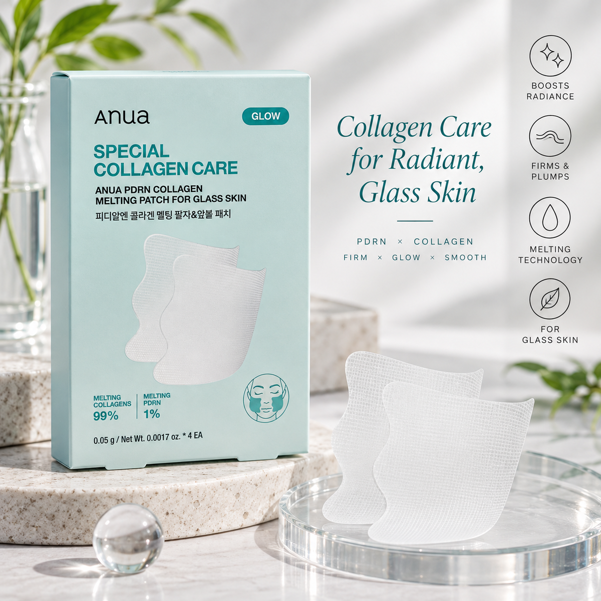Anua PDRN Collagen Melting Patch for Glass Skin – 4 Patches