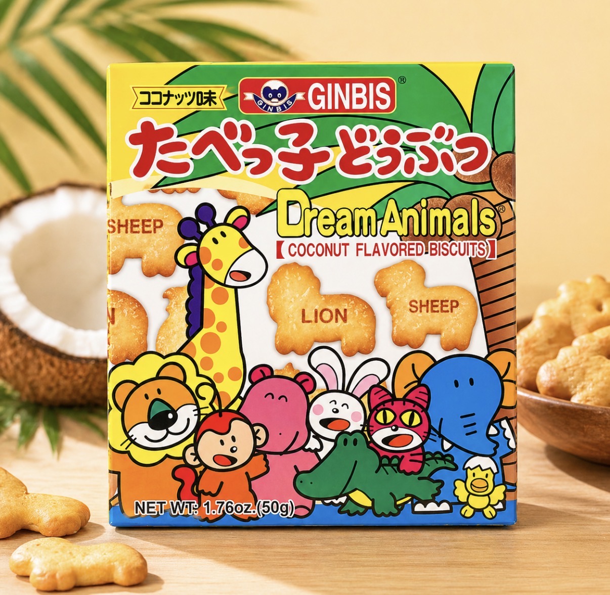 GINBIS Animal Biscuits - Coconut Flavor