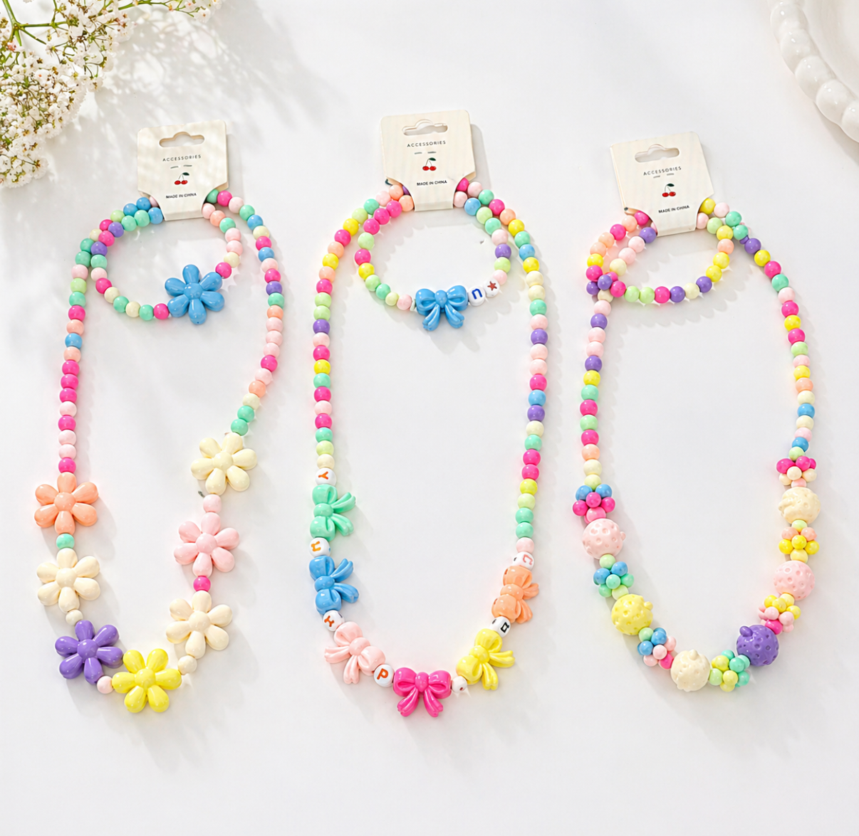 Candy Color beads Necklace and Bracelet Set Kids (1pc)