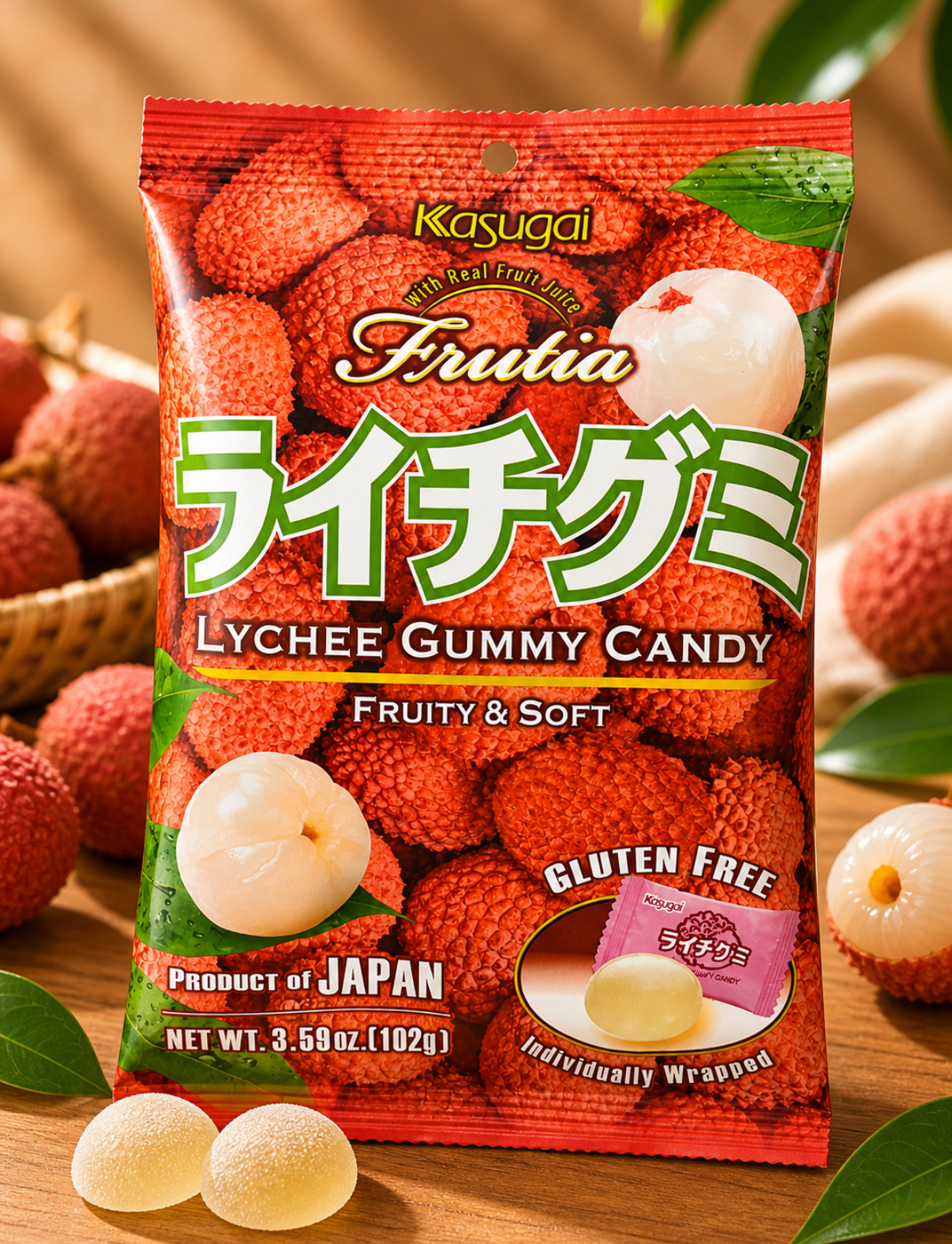 KASUGAI Frutia Lychee Gummy Candy