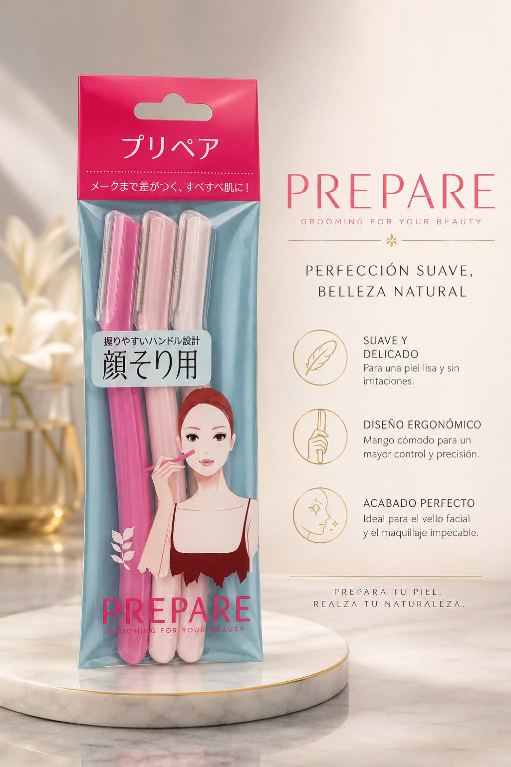 Prepare Facial Razor Set – 3 Pack Precision Eyebrow & Face Shavers