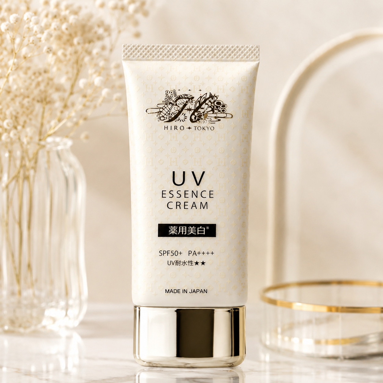 HIRO TOKYO UV Essence Cream SPF50+ PA++++ Brightening Sunscreen | Lightweight UV Protection |