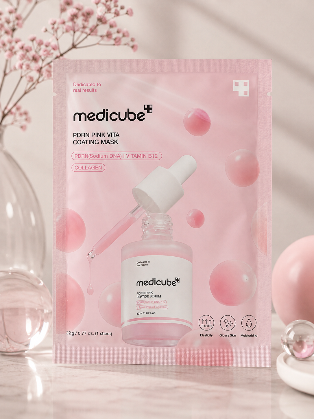Medicube PDRN Pink Vita Coating Mask – Brightening & Firming Sheet Mask with PDRN, Vitamin B12 & Collagen (22g)