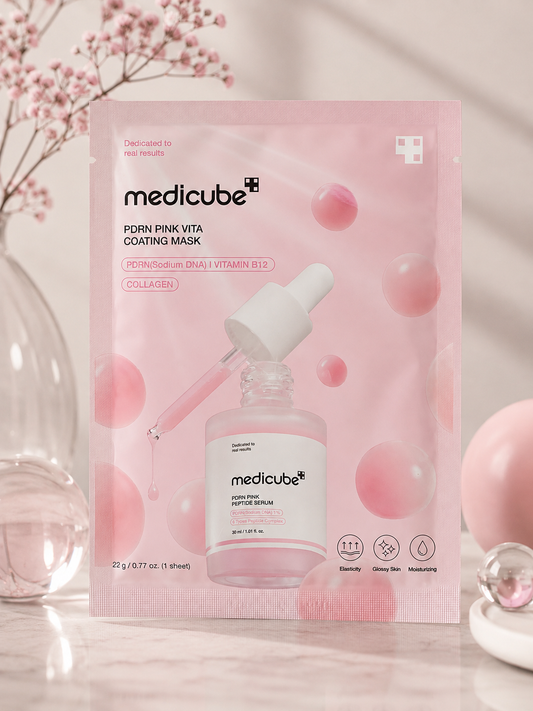 Medicube PDRN Pink Vita Coating Mask – Brightening & Firming Sheet Mask with PDRN, Vitamin B12 & Collagen (22g)