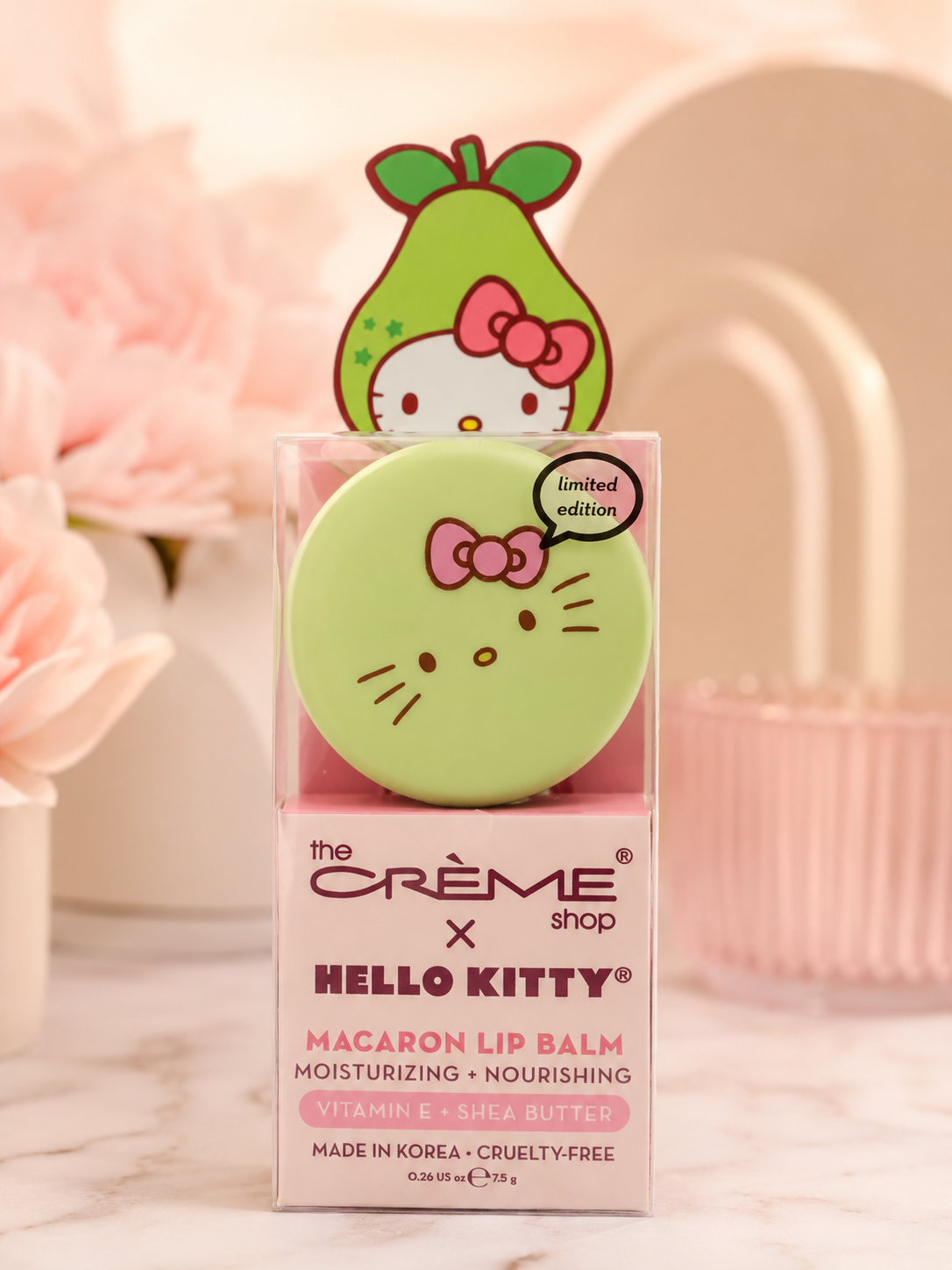 The Crème Shop x Hello Kitty Avocado Macaron Lip Balm – Limited Edition | Vitamin E & Shea Butter | 7.5g