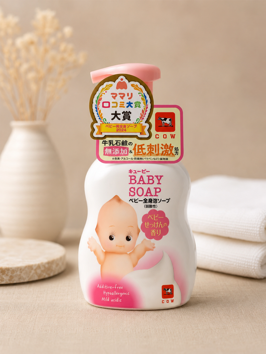 Cow Brand Kewpie Baby Soap Foaming Body Wash – Hypoallergenic Baby Cleanser 13.5 fl oz (400ml)