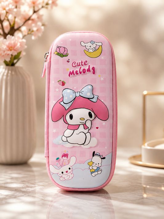 Cute Melody Hard Shell Pencil Case – Pink Kawaii Organizer