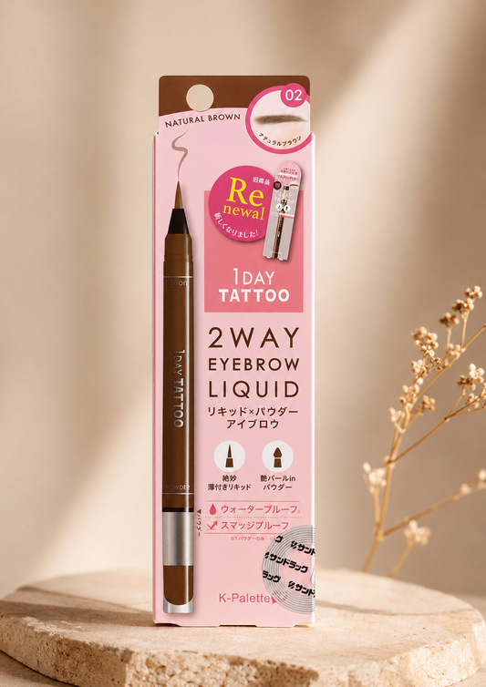 K-Palette 1DAY TATTOO 2WAY Eyebrow Liquid & Powder – Natural Brown 02