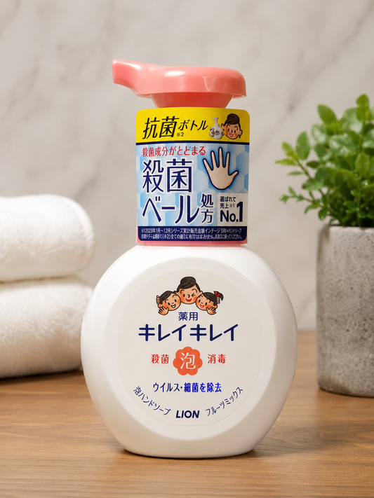 LION KireiKirei Medicated Foaming Hand Soap – Fruity Citrus Scent | Antibacterial Pump | 250ml
