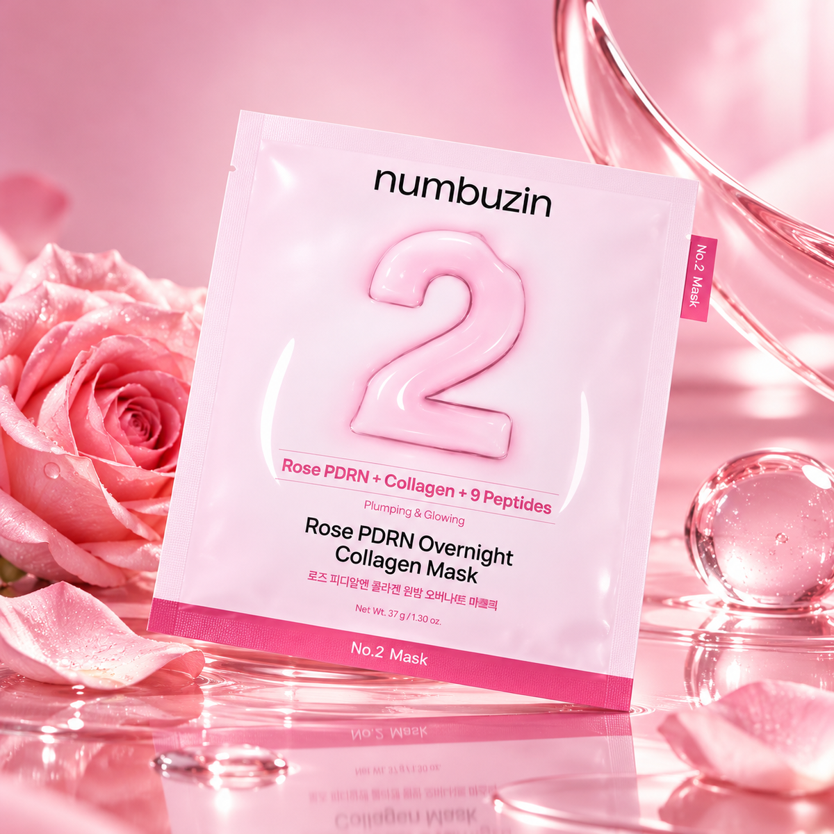 numbuzin (4EA) No.2 Rose PDRN Overnight Collagen Mask