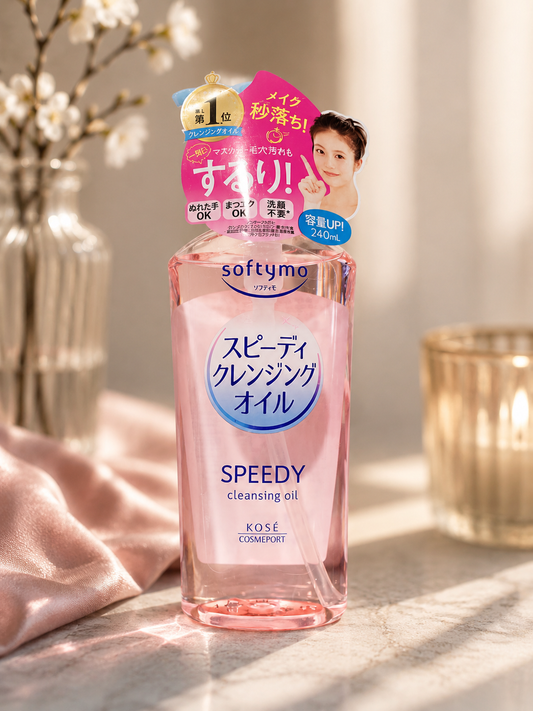 KOSÉ Softymo Speedy Cleansing Oil 240ml – Fast Makeup Remover & Deep Pore Cleanser