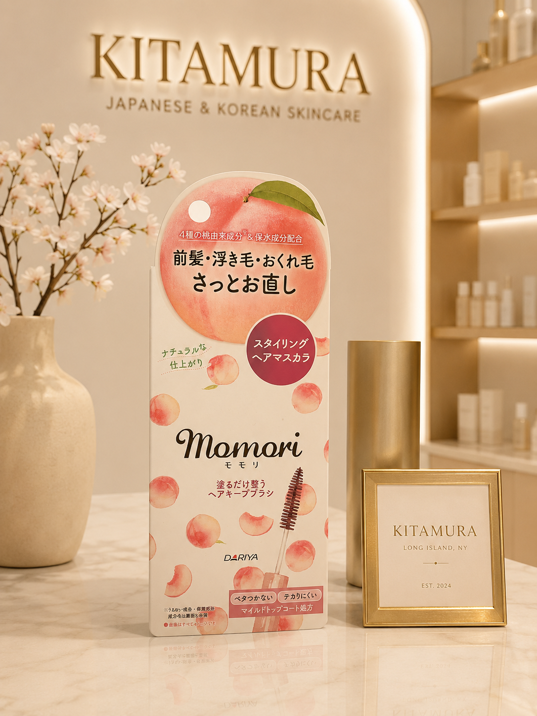Dariya Momori Peach Hair Keep Brush – Flyaway & Bang Styling Mascara 10ml