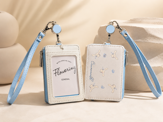 Cinnamoroll Card Holder Wallet with Retractable Badge Reel & Wrist Strap
