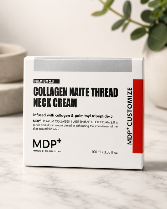 MDP+ Premium 2.0 Collagen Naite Thread Neck Cream – 100ml
Restore, Firm & Smooth the Delicate Neck Area