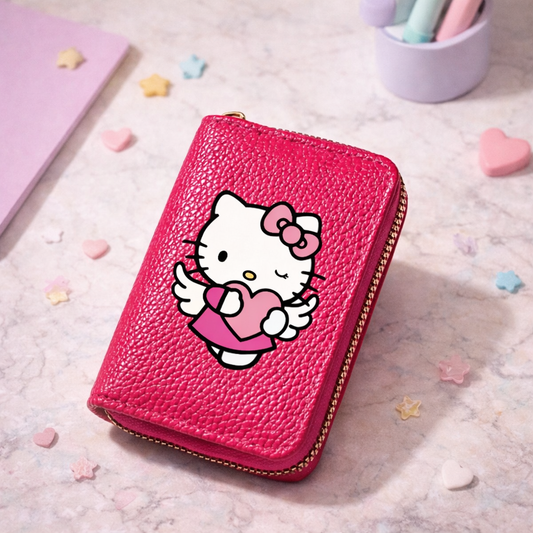 Hello Kitty Short Coin Purse with Card Slots Zipper Wallet