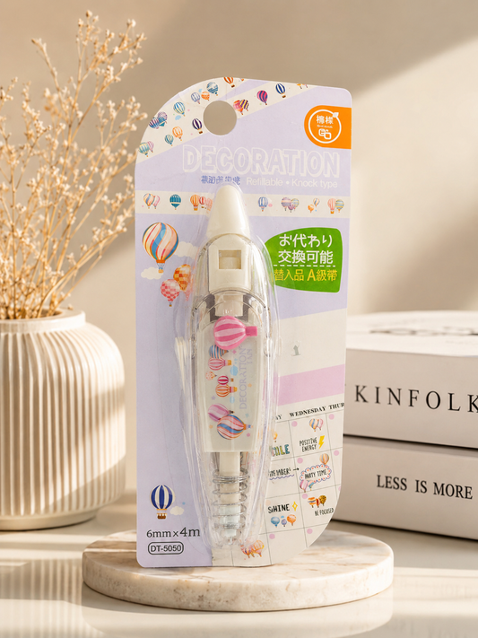 Hot Air Balloon Decorative Correction Tape – Refillable Knock Type 6mm x 4m