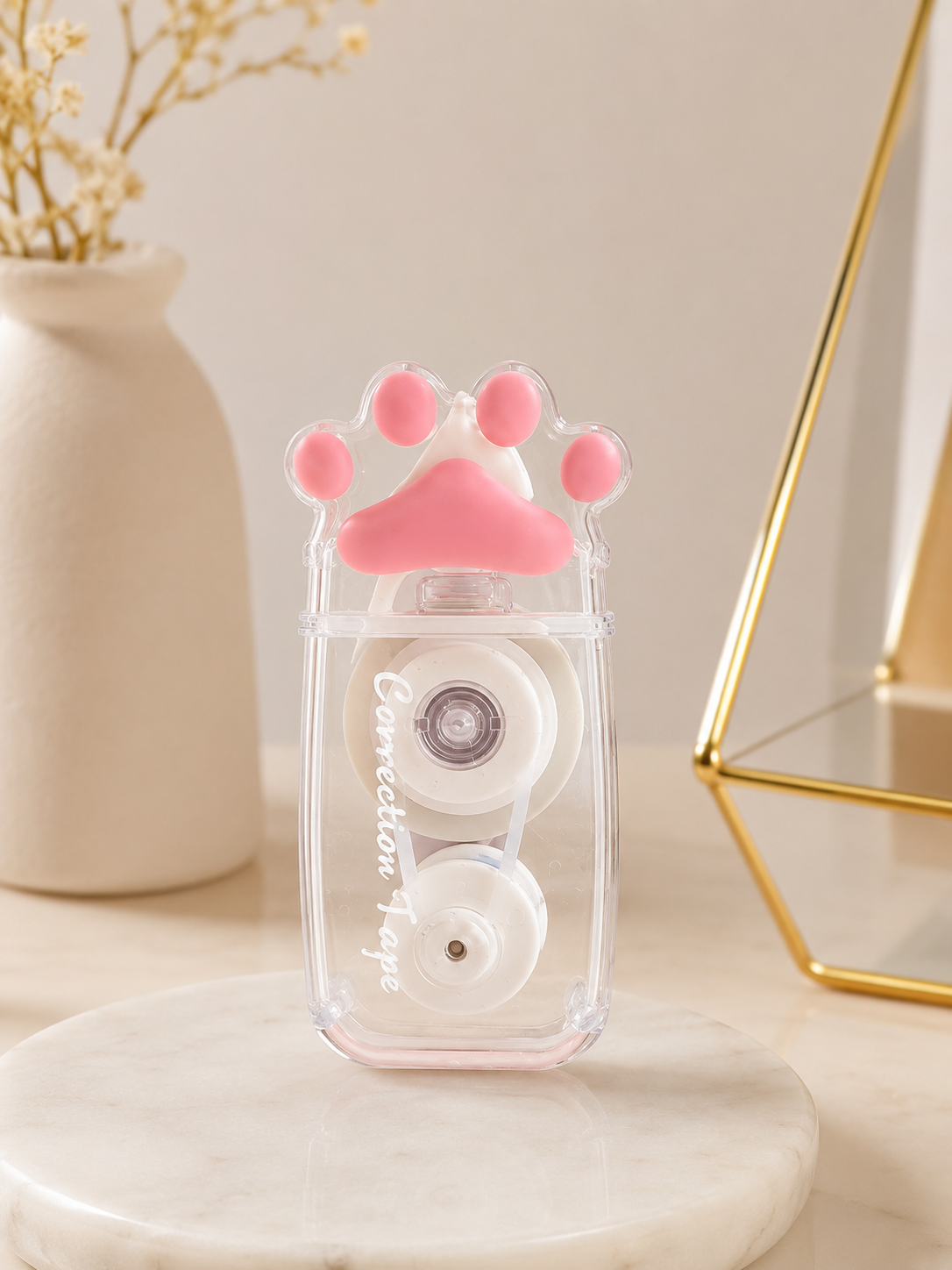 Cat Paw Correction Tape – Cute Kawaii White-Out Roller | Pink Paw Design