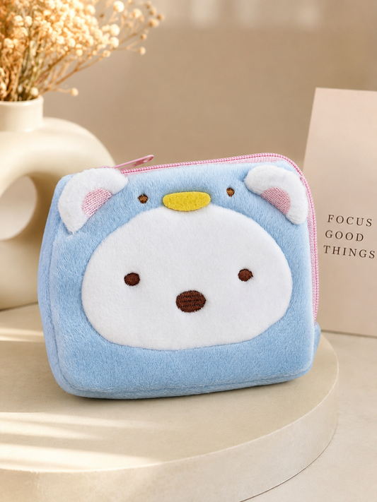 Plush Bear Coin Purse – Soft Kawaii Zipper Wallet