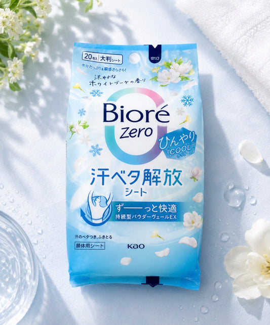 KAO Biore Zero Cool Body Wipes – White Bouquet Scent (20 Sheets)