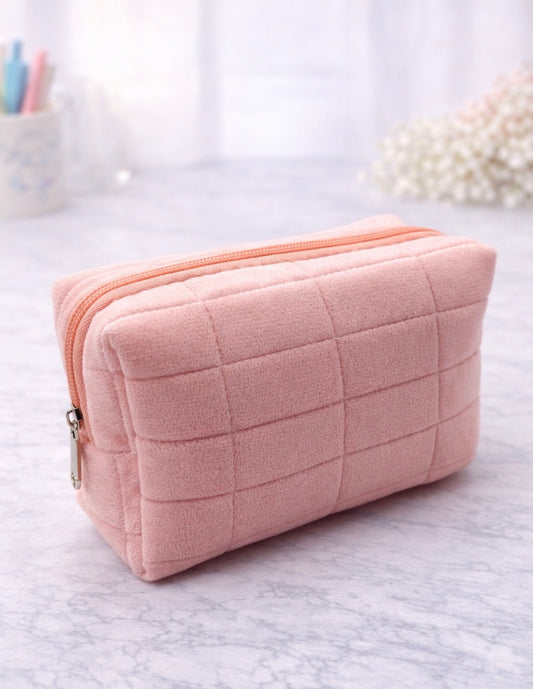 Soft Plush Cosmetic Pouch (Large Capacity)