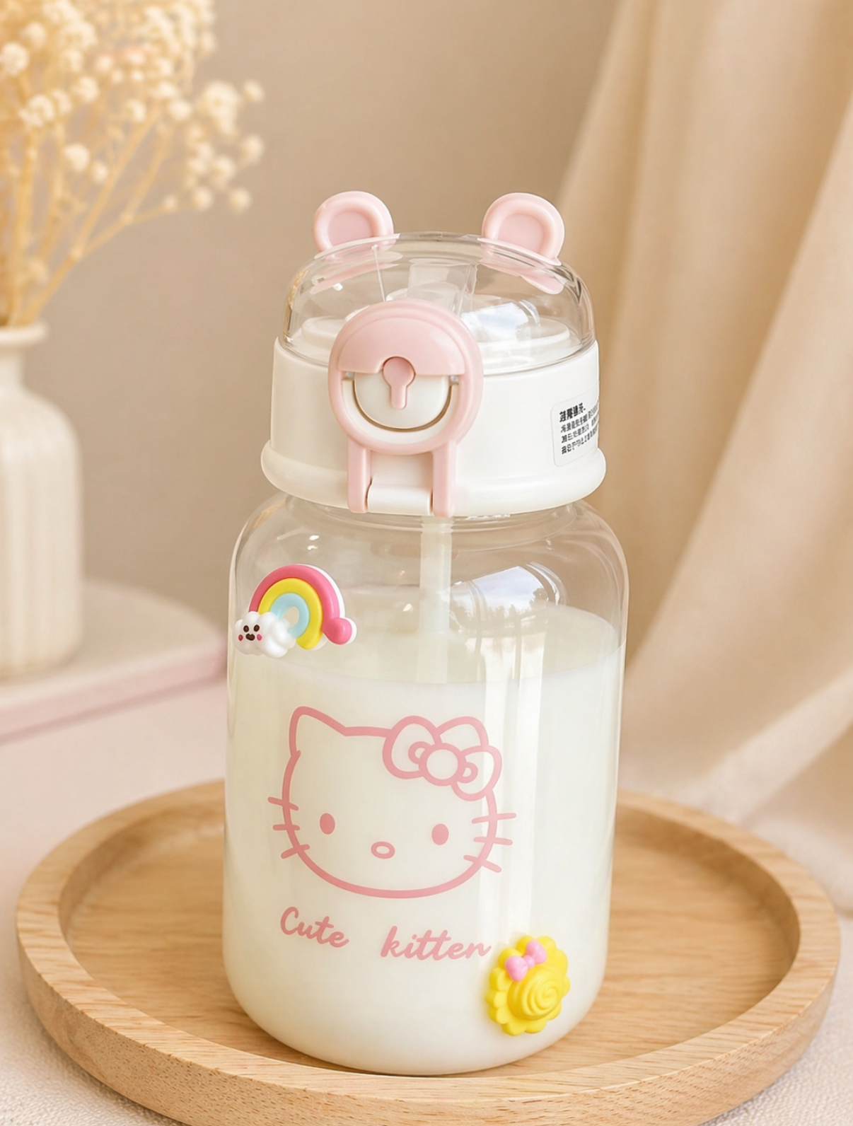 SANRIO Anime Transparent Bottle Hello kitty (600Ml)