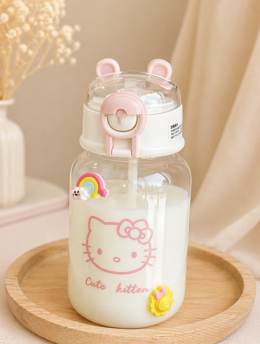 SANRIO Anime Transparent Bottle Hello kitty (600Ml)