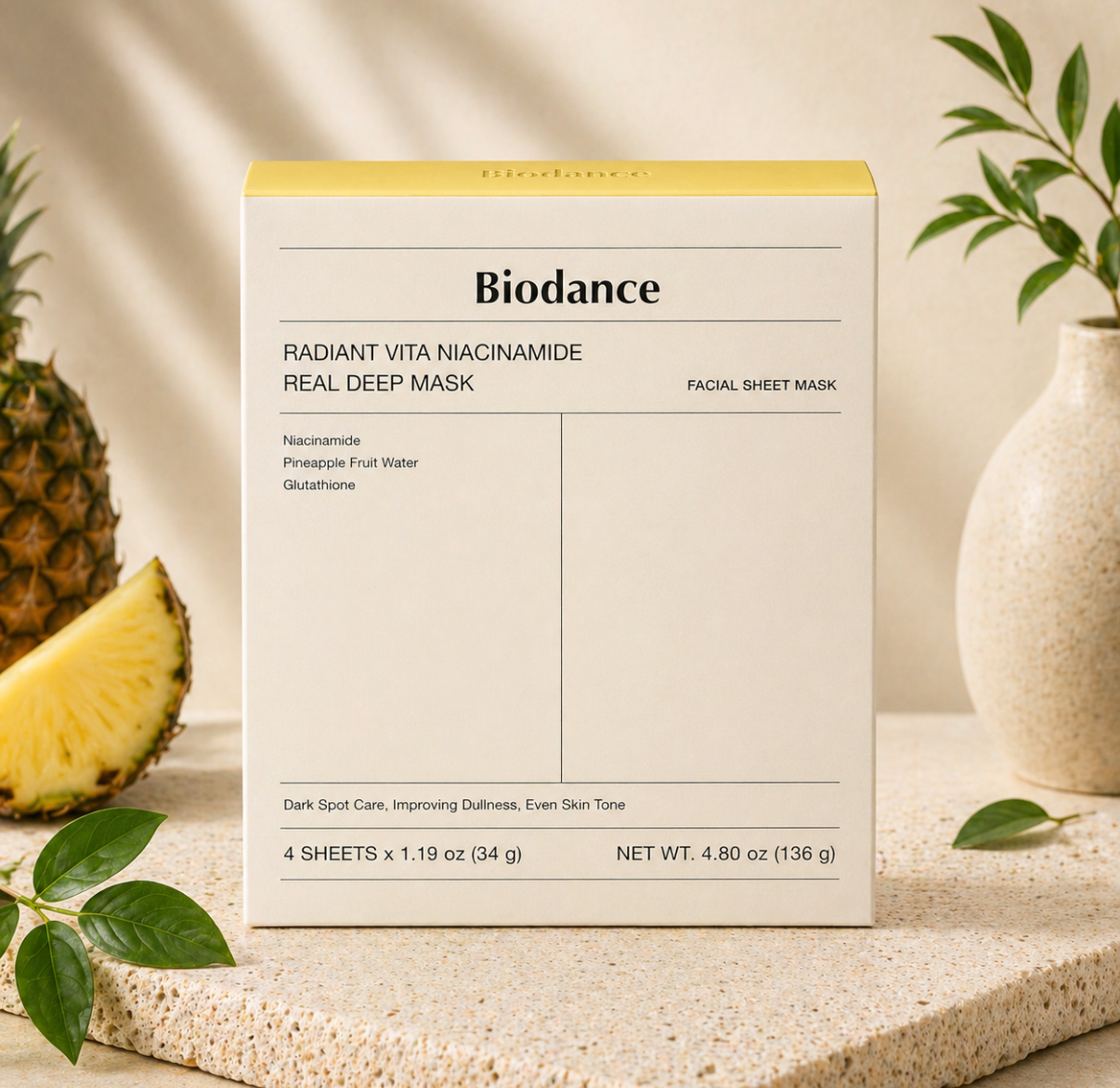BIODANCE Radiant Vita Niacinamide Real Deep Mask - 1 Box (4 Sheets)