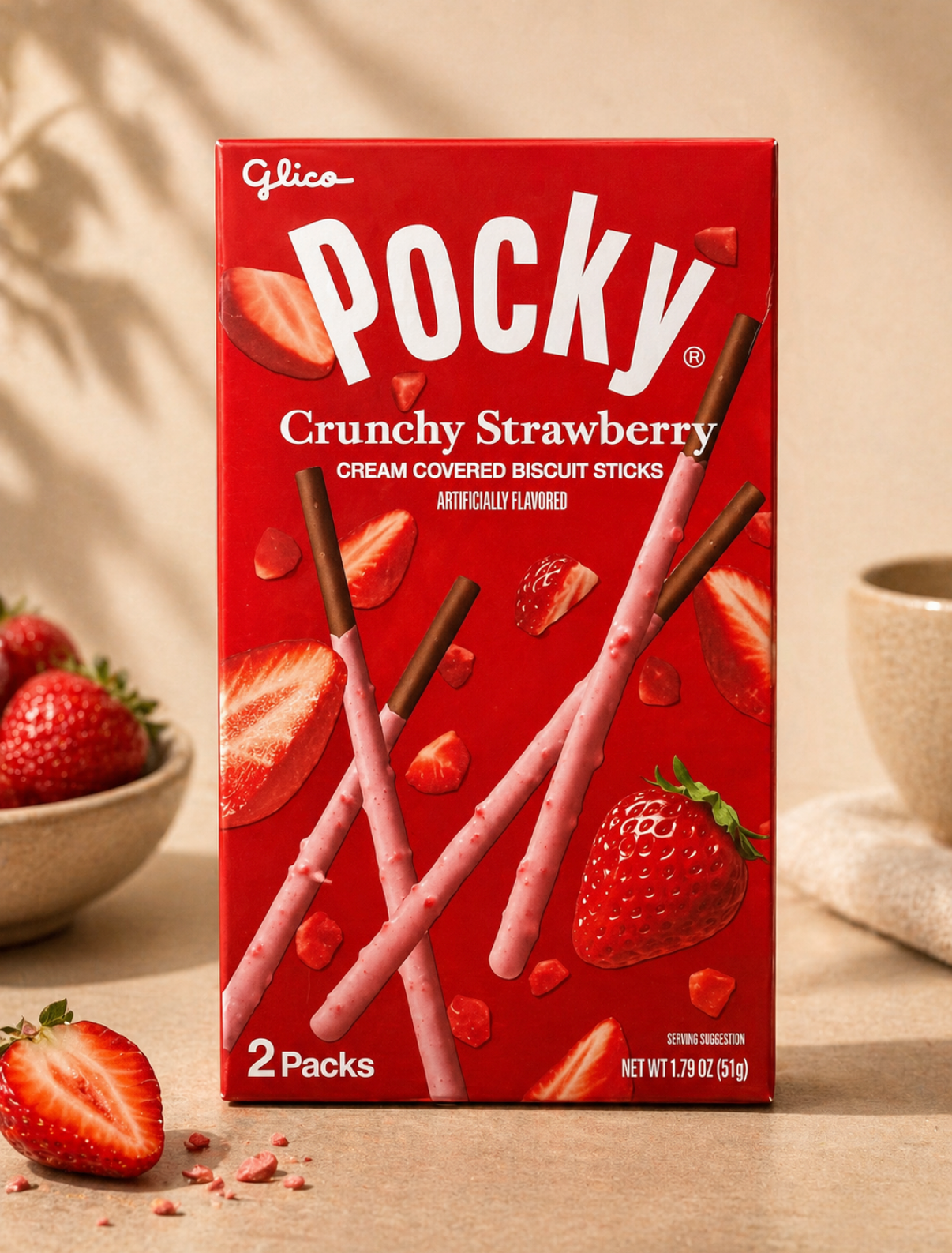 [GLICO] Pocky Crunchy Strawberry Cream Biscuit Sticks